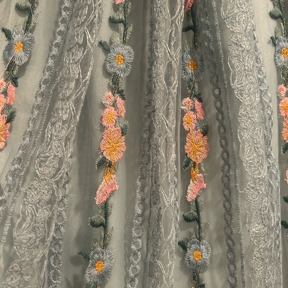 Chicwish Blue Embroidery Lace Maxi skirt - Picture 4 of 9